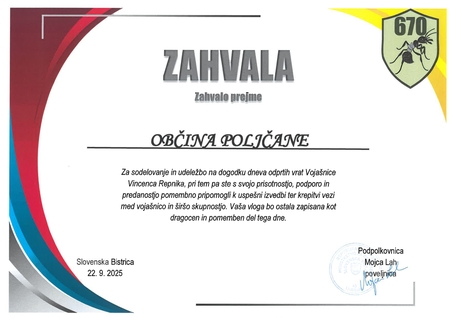 Zahvala Občini Poljčane