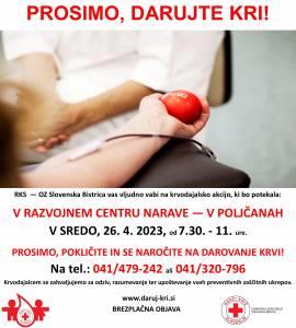 Krvodajalska akcija, 26. april 2023